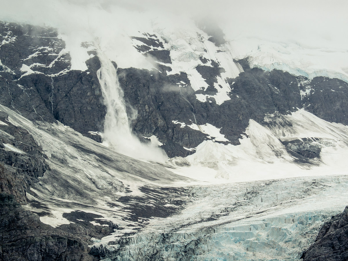 Avalanche above the Dart Glacier
